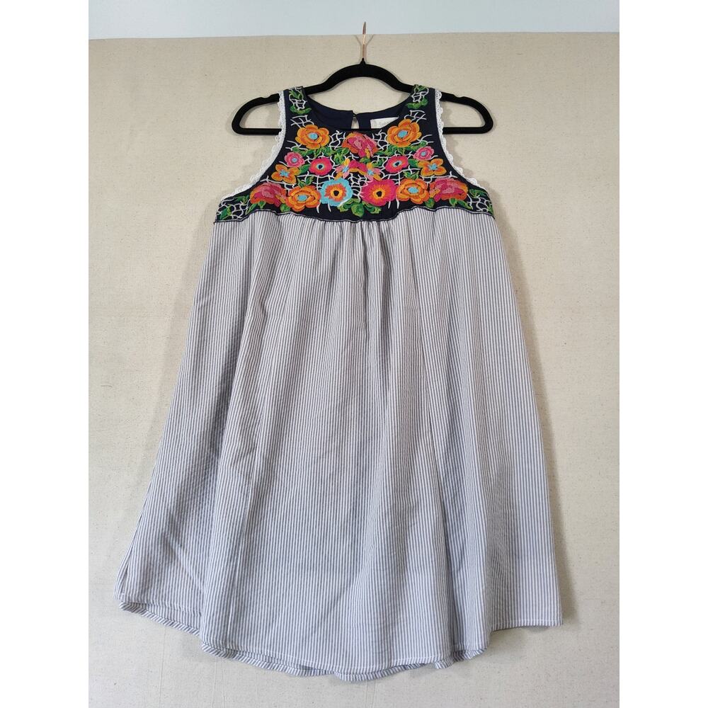 Altar'd State Embroidered Floral Stripe Swing Dress M